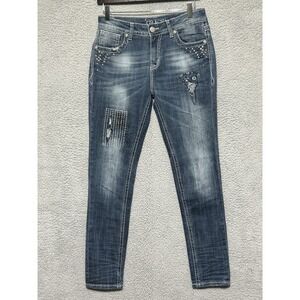 Grace in LA Jeans Women 28 W30 L30 Embellished Cross Easy Fit Bootcut Cowgirl